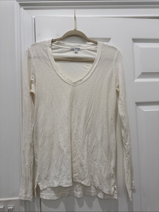 James Perse Tops - James Perse White Long Sleeve V-Neck Tee Size 2